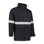 Dapro Blaze multinorm parka werkjas in navy blauw, vlamvertragend, antistatisch, lasbestendig, en 100% waterdicht, ontworpen voor maximale bescherming in offshore, industriële en petrochemische sectoren.
