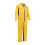 Dapro kinderoverall in geel, gemaakt van 100% katoen, voorkantaanzicht. Ideaal voor buitenspelen, biedt comfort en bescherming voor actieve kinderen.